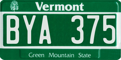VT license plate BYA375