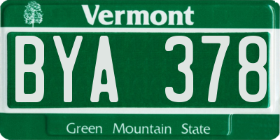 VT license plate BYA378