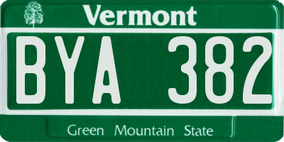 VT license plate BYA382