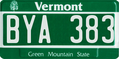 VT license plate BYA383
