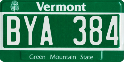 VT license plate BYA384