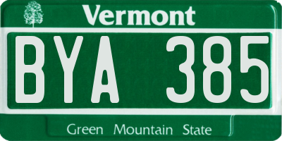 VT license plate BYA385