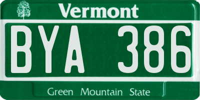 VT license plate BYA386