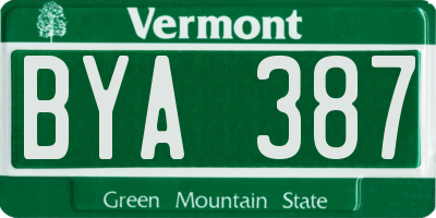 VT license plate BYA387