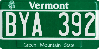 VT license plate BYA392