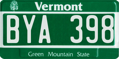 VT license plate BYA398