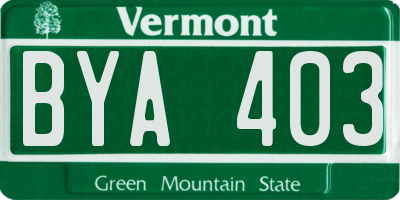 VT license plate BYA403