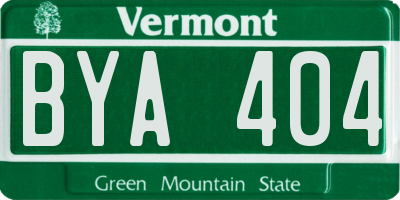 VT license plate BYA404