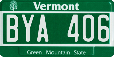 VT license plate BYA406