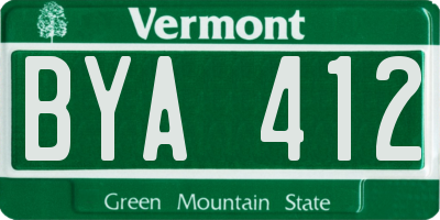 VT license plate BYA412