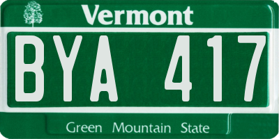 VT license plate BYA417
