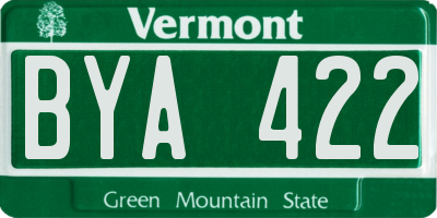 VT license plate BYA422