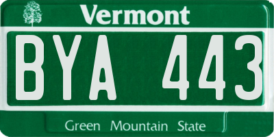 VT license plate BYA443