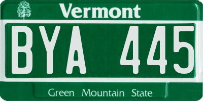 VT license plate BYA445