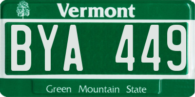 VT license plate BYA449