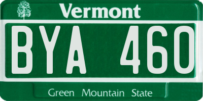 VT license plate BYA460
