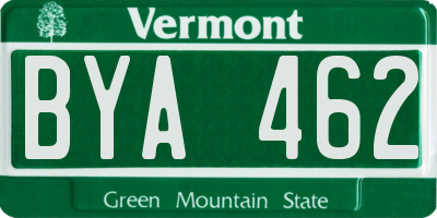 VT license plate BYA462