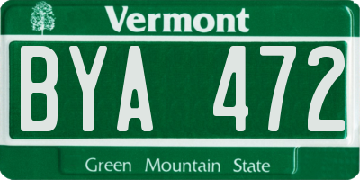 VT license plate BYA472