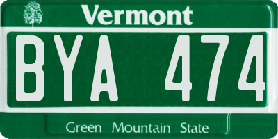 VT license plate BYA474