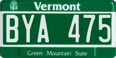 VT license plate BYA475
