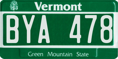 VT license plate BYA478