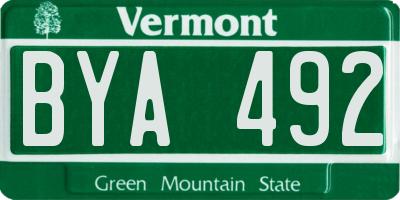 VT license plate BYA492