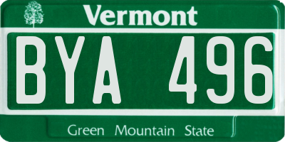 VT license plate BYA496