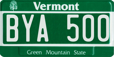 VT license plate BYA500