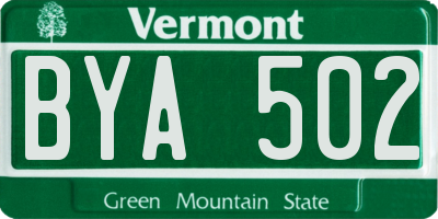 VT license plate BYA502