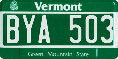 VT license plate BYA503