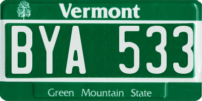 VT license plate BYA533