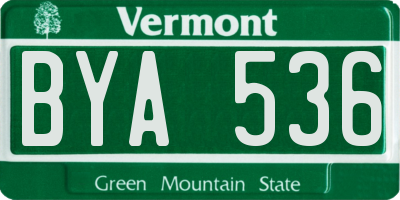 VT license plate BYA536