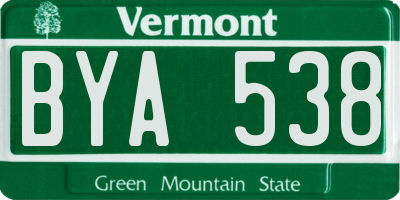 VT license plate BYA538