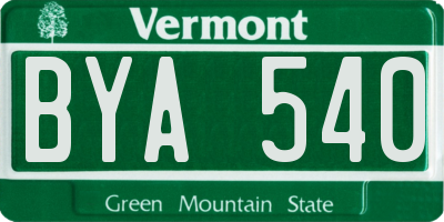 VT license plate BYA540