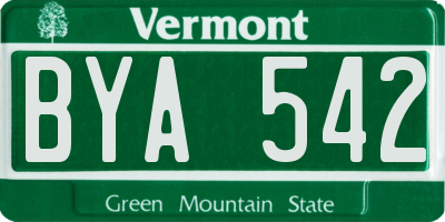 VT license plate BYA542