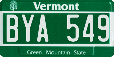 VT license plate BYA549