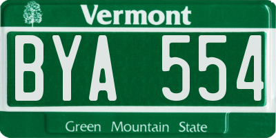 VT license plate BYA554