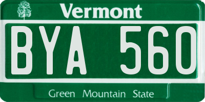 VT license plate BYA560