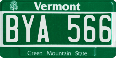VT license plate BYA566