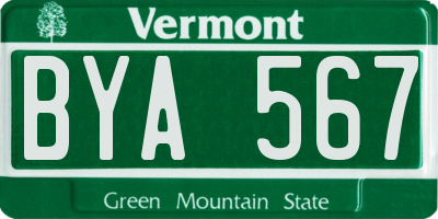 VT license plate BYA567