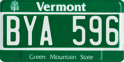 VT license plate BYA596