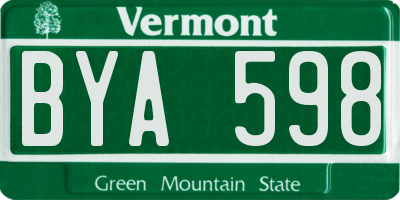VT license plate BYA598