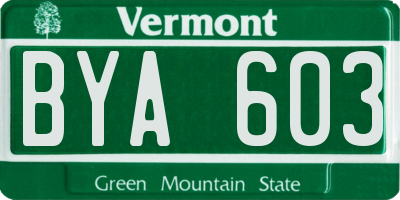 VT license plate BYA603