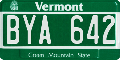 VT license plate BYA642