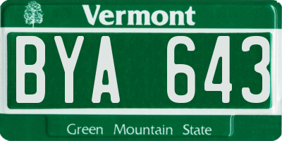 VT license plate BYA643