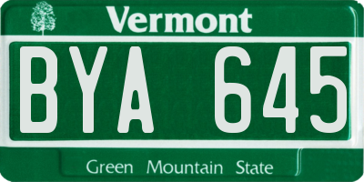 VT license plate BYA645