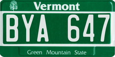 VT license plate BYA647