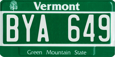 VT license plate BYA649