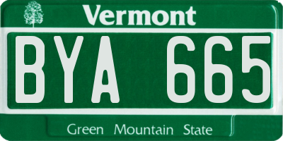 VT license plate BYA665