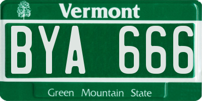 VT license plate BYA666